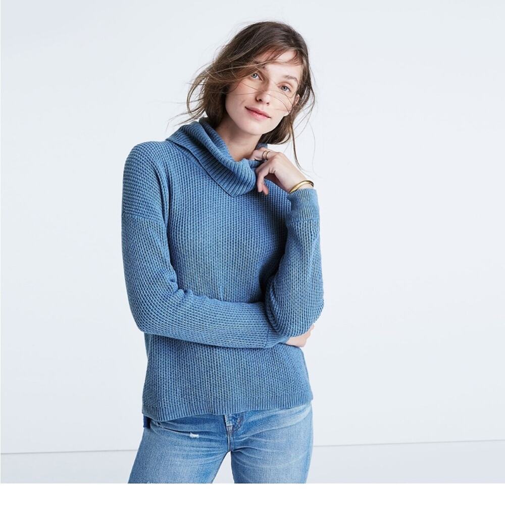 Madewell Convertible Turtleneck Sweater Light Blue Size Small